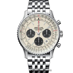 GF Factory Breitling Aviation Chronograph 1 B01 Chronograph ، كرونوغراف ميكانيكي أوتوماتيكي للرجال ، لوحة بيضاء ، حزام فولاذي