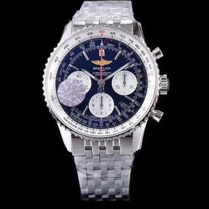 JF Breitling Aviation Series حزام فولاذي أسود ، أزرق ، أبيض ، عيار 7750