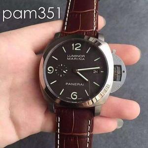 [KW] Panerai pam351 p9000 آلي حركة متعرجة وظيفة حزام جلدي ، ساعة ، دقيقة ، ثانية وعرض التاريخ.