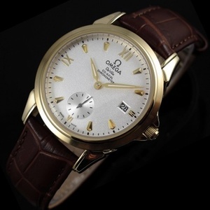 Swiss movement fine imitation Omega De ville Series 18K gold black face automatic mechanical independent second hand men's watch Swiss original movement