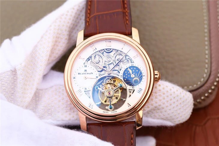 BM factory replica Blancpain Master Series 00235-3631-55B rose gold tourbillon platinum watch - إضغط الصورة للإغلاق