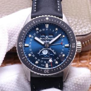 TW Blancpain Halvtreds søgninger serie 5054-1110-B52A sort plade hvid stål måne fase automatisk mekanisk ur