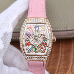 ABF Muller Franck Muller V32-serien Damer Watch Pink Silikone Strap Quartz Movement