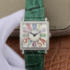 Z6 Franck Muller Master Square Series Ladies Watch Green Belt Watch schweiziske Original Ronda Quartz Bevægelse