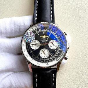 [Ny fortolkning af GF] Breitling mekanisk kronograf 44mm sort stål ur Den eneste åbne-støbt version på markedet Mænds ur