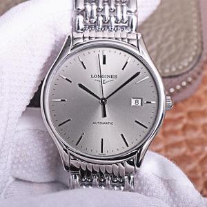 Longines storslåede serie L4.921.4 varede ti måneders opfindsomhed, ultra-tynde stål bånd mænds mekaniske ur, sølv-grå overflade