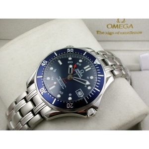 Omega Seamaster 007 serien herreur med 24-timers funktion all-stål stål band blå keramisk ring fire-hånds blå noodle top diamant skala mænds ur
