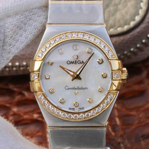 V6 Omega Constellation Series Damer Kvarts Watch 27mm One-to-One Replica 18k Guld