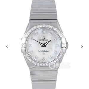 V6 Omega Constellation Series Damer Quartz Watch 27mm One-to-One Genudgive ægte hvide ansigt diamanter
