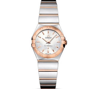 V6 Omega Constellation Series Ladies Quartz Watch 27mm One to One indgraveret Ægte Rose Gold Bar Scale