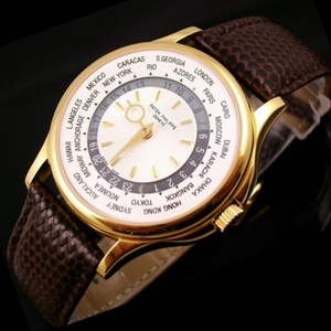 Swiss Patek Philippe Complication Chronograph Series 5130J-001 Herreur World Time 18K guld automatisk mekanisk gennembunden herreur