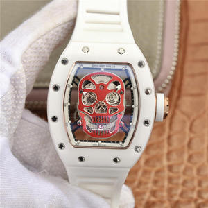 Richard Mille RM52-01 Hollow Skull Watch Classic White Mænds Mekanisk Watch Rubber Strap