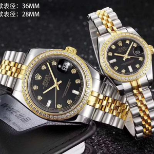 Ny Rolex Datejust Series Diamond-besat Couple Mænds og Kvinders Mechanical Watch Gold Strap (Unit Price)