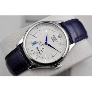 Rolex Rolex to-nål halv-cellini hvid læder bælte schweiziske bevægelse automatisk mekanisk mænds ur