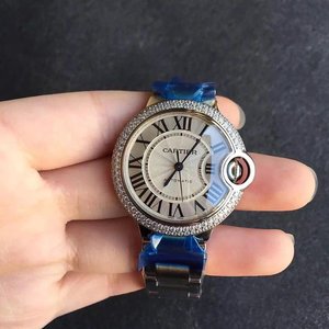 v6 fabrik Cartier blå ballon Kvinders mekaniske ur diamantring.