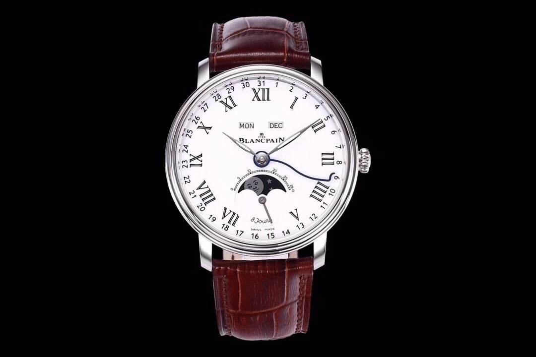 OM Nyt produkt Blancpain villeret klassiske serie 6639 måne fase display self-made 6639 bevægelse fuld-featured mænds ur. - Klik på billedet for at lukke