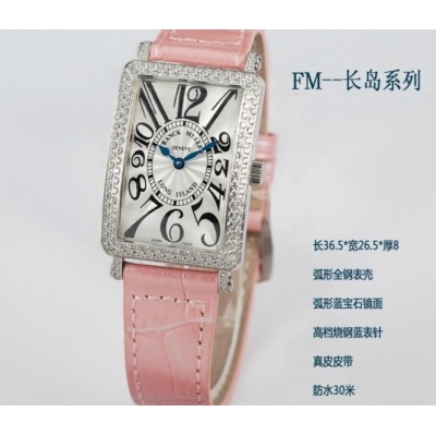 Swiss Franck Muller Watch Swiss Quartz Movement Pink Leather Strap Ladies Watch - Klik på billedet for at lukke