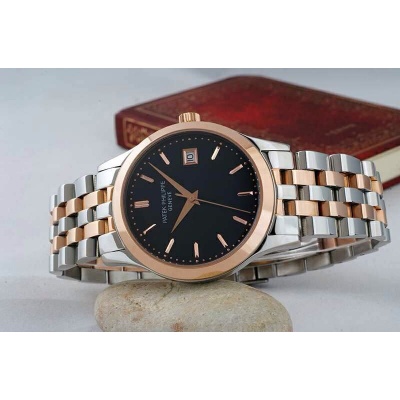Swiss movement high imitation Patek Philippe automatic mechanical watch men's watch 18K rose gold ultra-thin ETA2824-2 movement - Klik på billedet for at lukke
