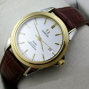 Omega OMEGA Butterfly Serie Herrenuhr 18K Gold Ledergürtel automatische mechanische Herrenuhr Schweizer Uhr