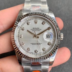 N Werksreplik Rolex Datejust 904 Stahlversion Herren automatische mechanische Uhr (graues Zifferblatt) mit drei Perlen