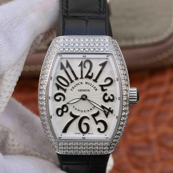 Franck Muller Vanguard V32 Damenuhr, die Uhr ist inspiriert von ihrem schönen Design und einzigartige Form, mit Sonnenprägung Zifferblatt gesetzt - zum Schließen ins Bild klicken
