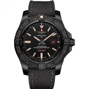 TW Breitling Avengers Blackbird con diamantes negros Caja de titanio original Reloj mecánico para hombre Correa de goma