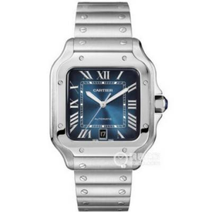 BV Cartier nuevo Santos WSSA0013 (tamaño grande para hombres) Caja: esfera de material 316 reloj grande con esfera azul.