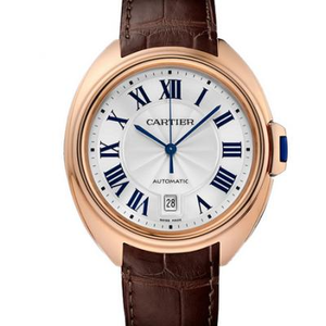 Cartier serie clave reloj de hombre AISI 316L caja de acero inoxidable con correa de piel de becerro importada