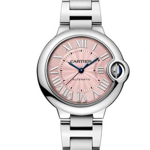 El globo azul De Cartier resultó ser w6920100 reloj mecánico mecánico de esfera rosa (33MM