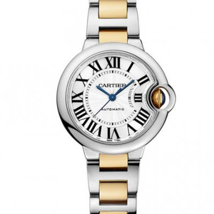 v6 Réplica de fábrica Cartier Blue Balloon Series Reloj mecánico para mujer Room Gold 33 mm.