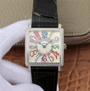 Z6 Franck Muller Master Square Series Damas reloj negro cinturón reloj suizo original Ronda Quartz Movement