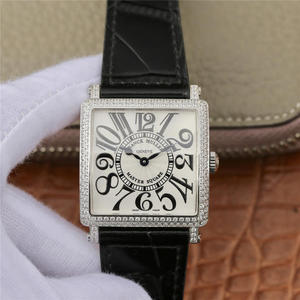 Z6 Franck Muller Master Square Series Damas reloj negro cinturón reloj suizo original Ronda Quartz Movement