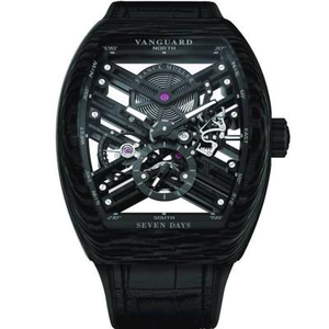 Frank Mu Le V45 T SQT CARBONE Tourbillon Correa de goma reloj mecánico automático para hombre.