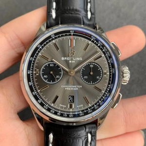Reloj de fábrica GF Breitling Premier B01 reloj cronógrafo, movimiento automático de cronógrafo mecánico, correa de cuero, reloj de hombre.
