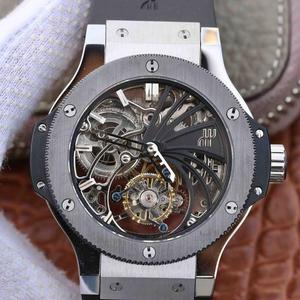 Hublot Hublot Big Bang Hollow Tourbillon lleno de diamantes caja de goma correa reloj mecánico automático para hombre