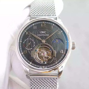 IWC Portugués Power Sun Moon Star Series Real Volante Mecánico Reloj de hombre