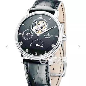 JB fábrica Blancpain serie clásica 6025-1542-55 cara negra verdadero reloj tourbillon men, actualización 1: El movimiento está más engalanado con lavado, y hay armonía.