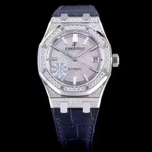 JF AP Audemars Piguet Royal Oak 15452 Gypsophila Diamond Case Pareja Reloj Flash Blind Macho 41mm Diámetro Hembra 37mm