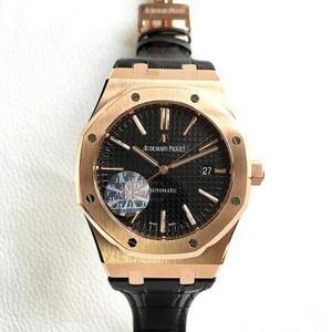 [JF] Audemars Piguet AP15400, caja de oro para hombre, esfera negra, función de hora, minutero, segundero, reloj de hombre con movimiento de calendario.