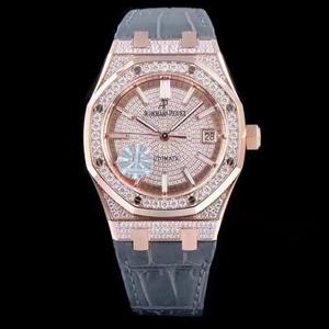 JF AP Audemars Piguet Royal Oak 15452 Gypsophila Diamond Case Pareja Reloj Flash Blind Macho 41mm Diámetro Hembra 37mm