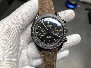 JH Omega Speedmaster Moon Dark Side Ceramic Watch 44.2mm caja de cerámica negra con correa de tela de nylon recubierta