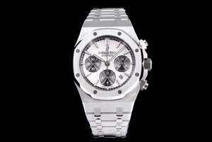 JH actualizado AP Royal Oak Series AISA7750 Automatic Chronograph Movement Reloj de acero inoxidable correa de hombre