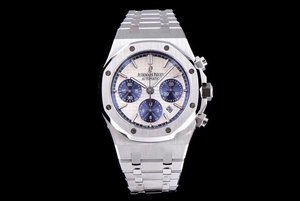 JH actualizado AP Royal Oak Series AISA7750 Automatic Chronograph Movement Reloj de acero inoxidable correa de hombre