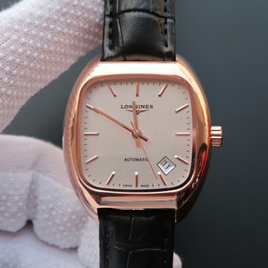 Nueva llegada oficial de Longines \\ u0026 # 127381; Explosión de arte neutral tradicional retro modelo de oro rosa.