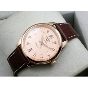 Reloj suizo Longines Longines clásico retro serie correa de cuero de color oro rosa caja de color mecánico automático reloj de los hombres reloj