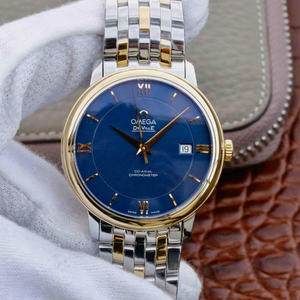 TW Omega New De Ville Series Hombres Classic Reloj Mecánico Superficie Azul