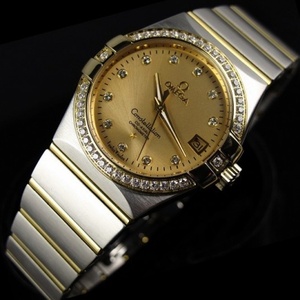 Top suizo Omega OMEGA doble águila serie mecánica transparente 18K oro oro cara reloj de los hombres reloj de los hombres 123.25.35.20.58.0