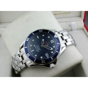 Omega OMEGA Seamaster 007 serie reloj de hombre 007 de segunda mano todo acero banda azul anillo de cerámica azul de tres manos azul fideos top diamante escala reloj de los hombres