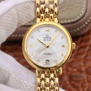 Reloj para mujer de cuarzo de oro de 18 quilates serie Omega DeVille, romántico, encantador, generoso y hermoso.