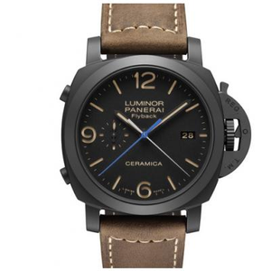 XF Panerai pam580 versión mejorada 44mm cerámica de precisión original, movimiento mecánico automático multifuncional P.9100 a través de la parte inferior